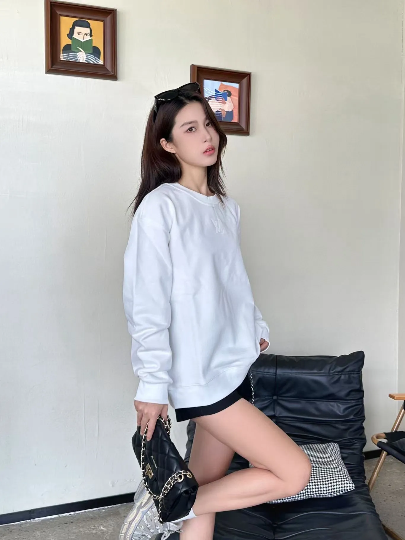 Louis Vuitton/Louis Vuitton 25Fw silicone letter logo round neck sweatshirt